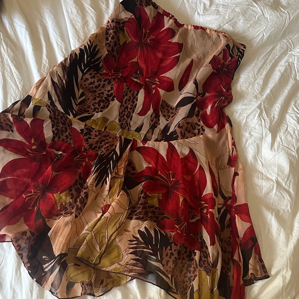 Floral Red and Brown Skirt